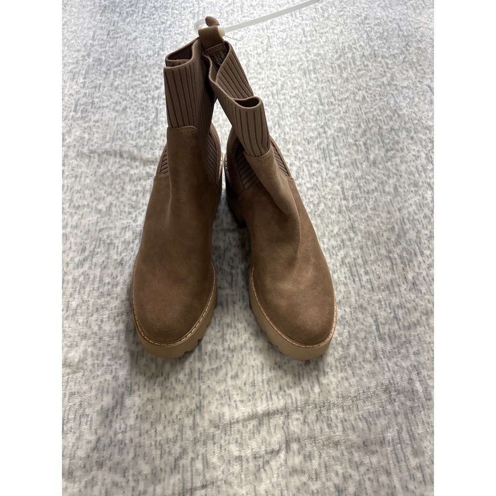 DV Dolce Vita Tyler Brown Faux Suede Lug Sole Sock Ankle Boots Womens‎ 9